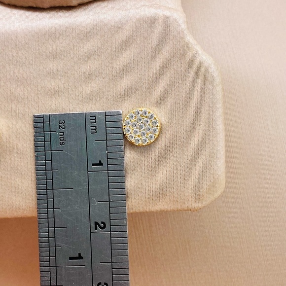 EUC Gold Plated CZ Disc Stud Earrings - Picture 14 of 15